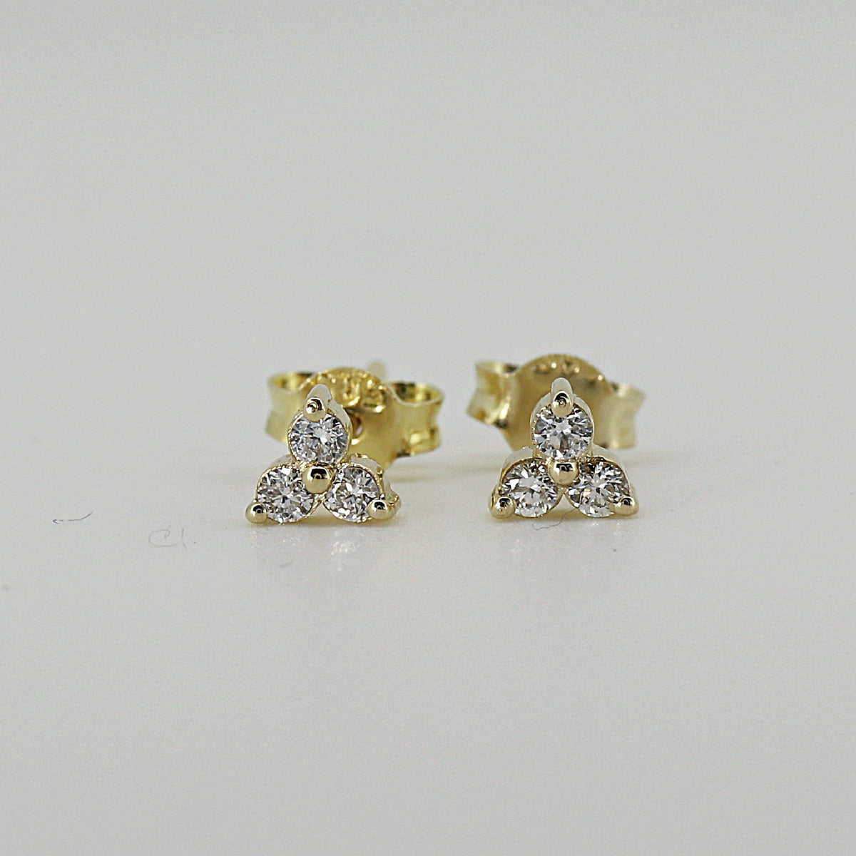 Diamond Trio Stud Earrings, Diamond Cluster Earrings (SINGLE OR PAIR) - Melt'm Jewelry
