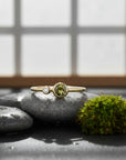 Dual Birthstone Ring Handmade, Diamond & Green Tourmaline Ring 14k Solid Gold, Two Birthstone Ring, Unique Minimalist Anniversary Ring shown in an AI-generated listing photo