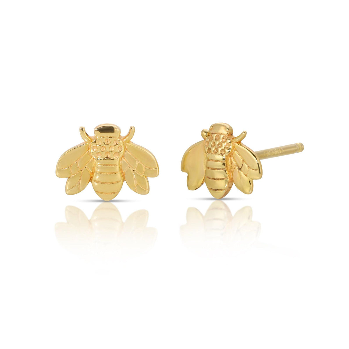 Bumble Bee Earrings 14k Gold, Solid Gold Honey Bee Earrings - Melt'm Jewelry
