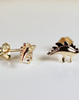 Dinosaur Earrings 14k Solid Gold, Single / Pair, Plateosaurus Dinosaur Earrings - Melt'm Jewelry