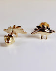 Dinosaur Earrings 14k Solid Gold, Single / Pair, Plateosaurus Dinosaur Earrings - Melt'm Jewelry
