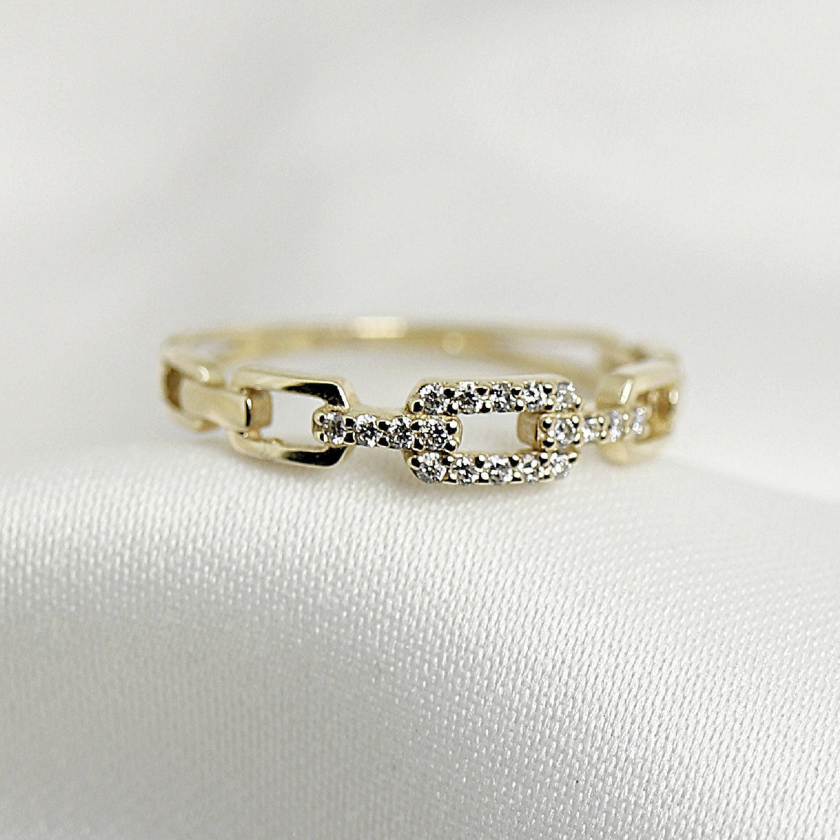 14k Gold Link Chain Ring - Melt'm Jewelry