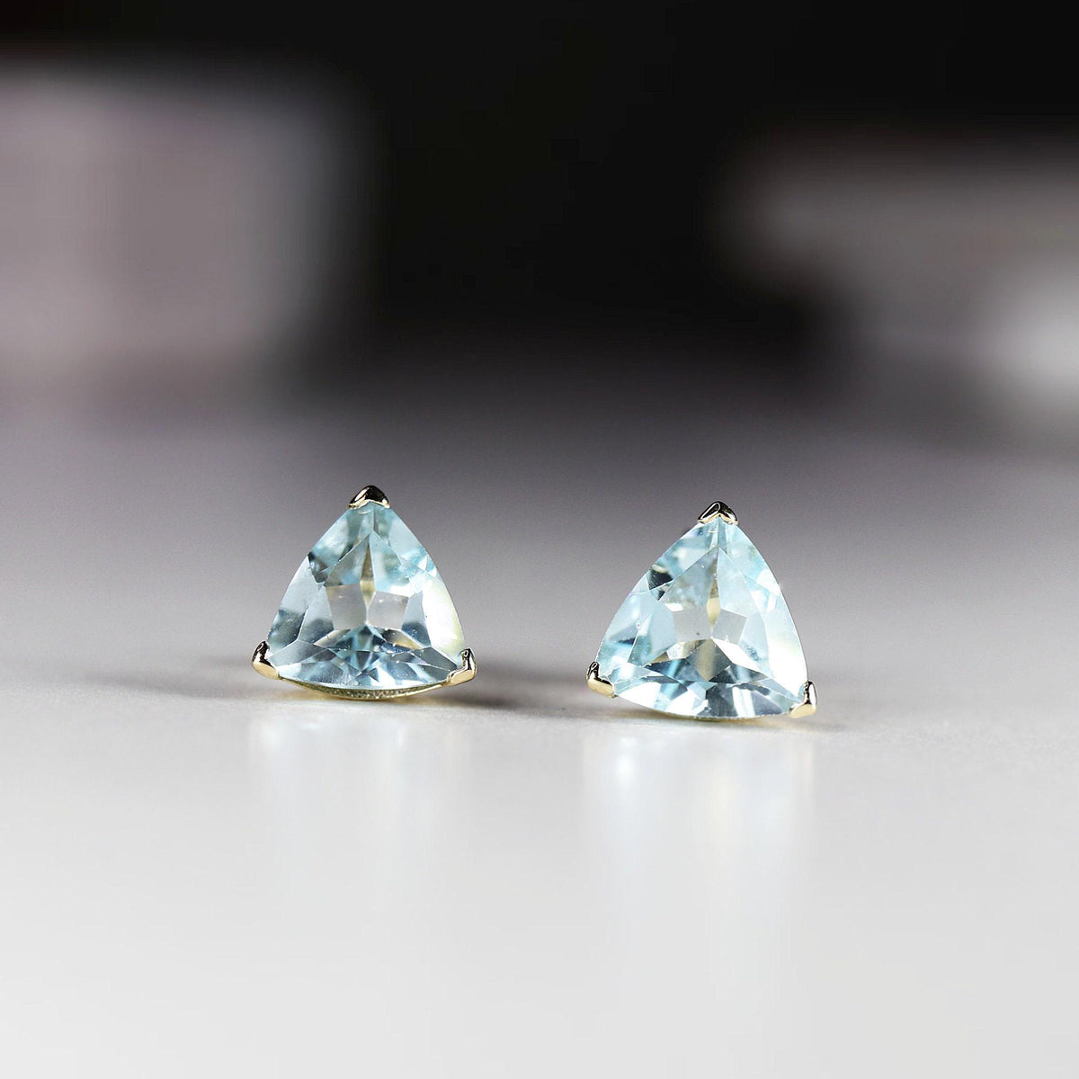 14k Gold Trillion Blue Topaz Earrings - Melt'm Jewelry