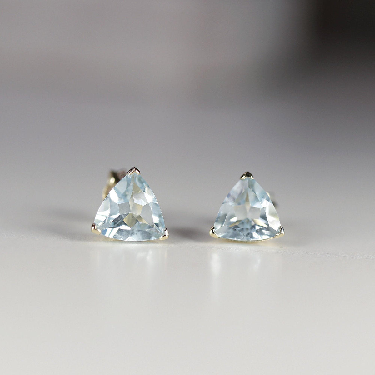 14k Gold Trillion Blue Topaz Earrings - Melt'm Jewelry
