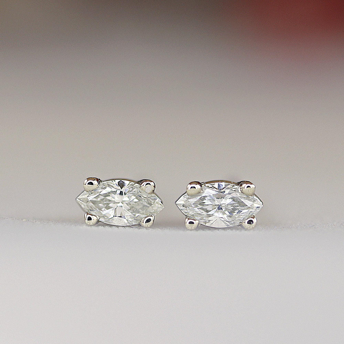 Marquise Diamond Stud Earrings, 0.14 ct VS Diamond Earrings 14k Gold - Melt'm Jewelry