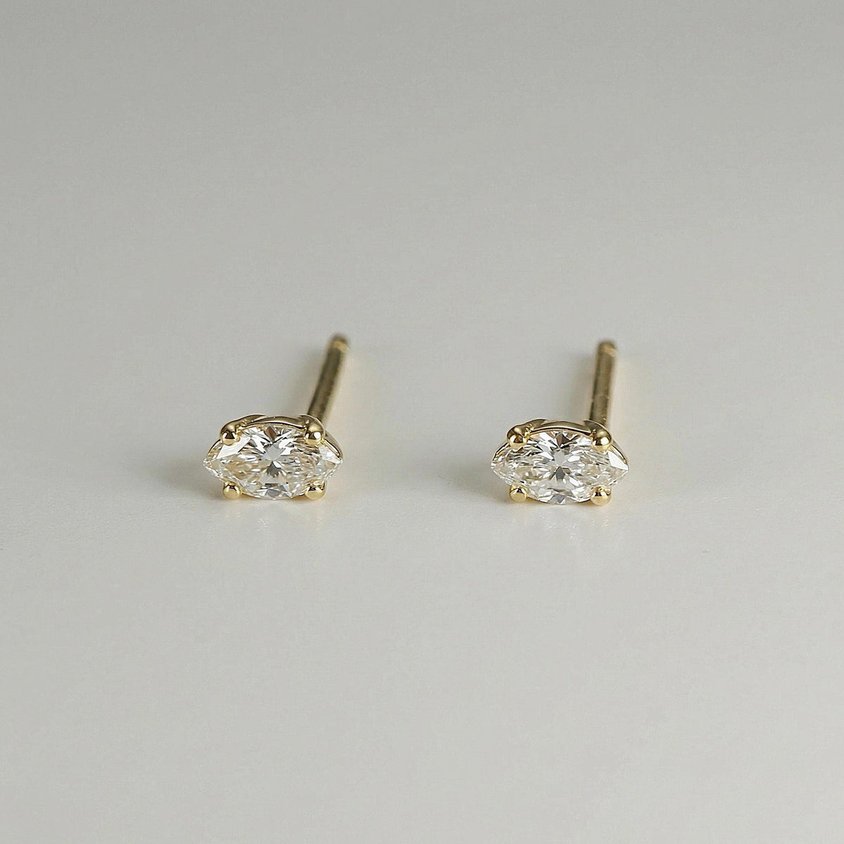 Marquise Diamond Stud Earrings, 0.14 ct VS Diamond Earrings 14k Gold - Melt'm Jewelry