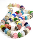 Multi Gemstone Necklace, Colorful Gemstone Beaded Necklace, 8mm Rondelle Beads, 14K Gold Filled, Hand Knotted Silk