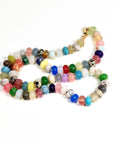 Multi Gemstone Necklace, Colorful Gemstone Beaded Necklace, 8mm Rondelle Beads, 14K Gold Filled, Hand Knotted Silk
