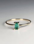 14k Gold Dainty Emerald Cut Emerald Ring - Melt'm Jewelry