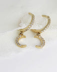 Diamond Moon Hoop Earrings (SINGLE or PAIR) - Melt'm Jewelry