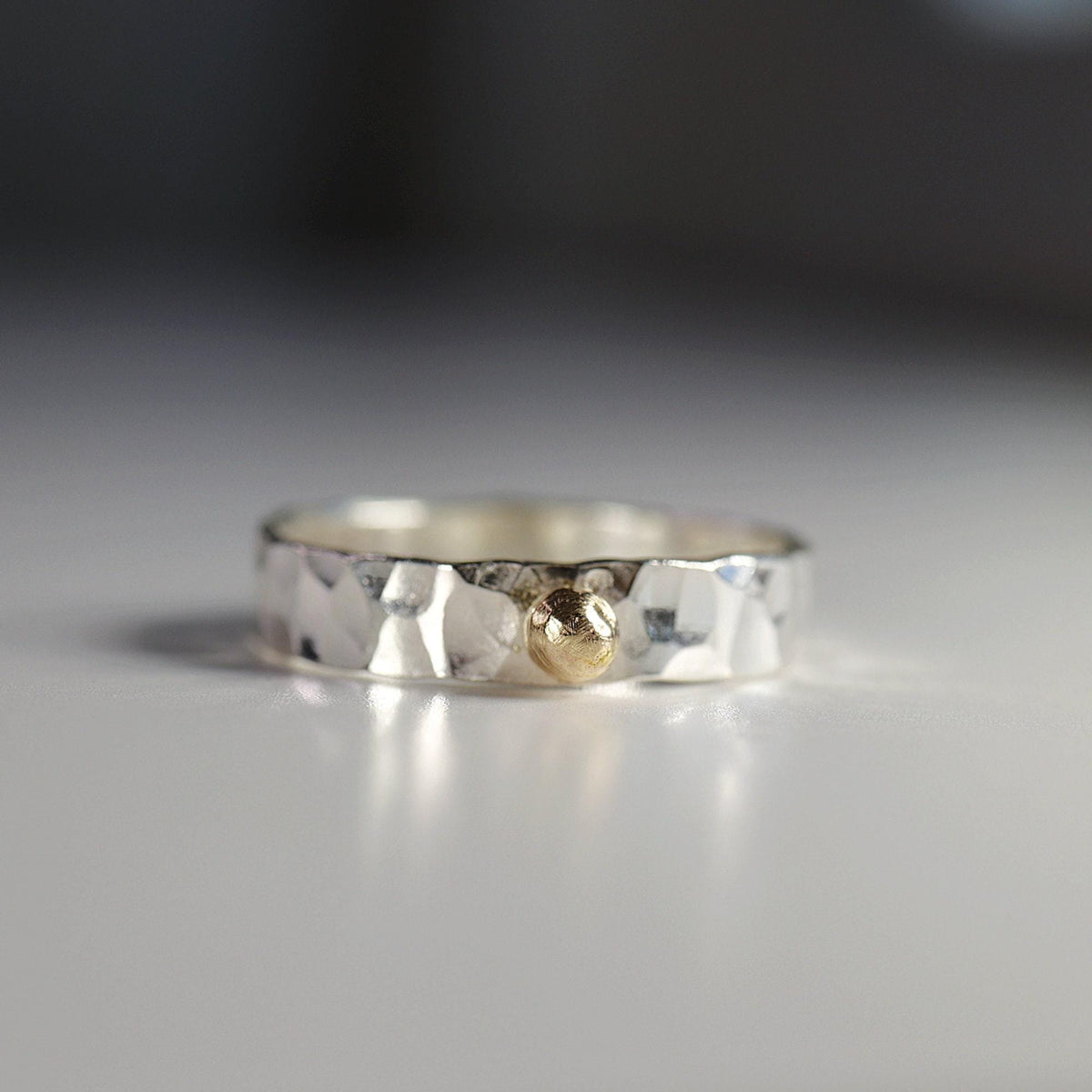14k Gold Dot Stacking Gold Ball Ring - Mixed Metal Ring - Melt'm Jewelry