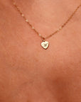 14k Solid Gold Engraved Heart Necklace, Custom Initial Pendant - Melt'm Jewelry