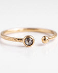 14k Gold Salt and Pepper Diamond Ring, Open Cuff Ring - Melt'm Jewelry