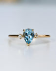 Diamond & Pear Aquamarine Engagement Ring in 14k Gold - Melt'm Jewelry