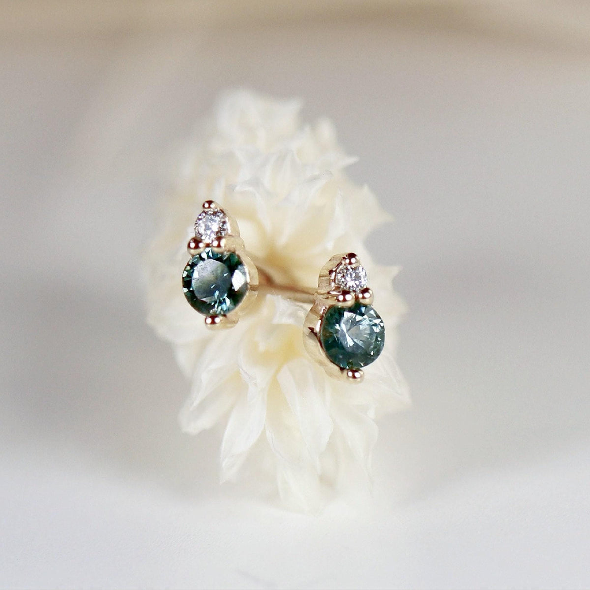 Blue Montana Sapphire &amp; Diamond Earrings 14k Gold - Melt'm Jewelry