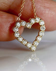 14k Gold Natural Diamond Sliding Open Heart Necklace - Melt'm Jewelry