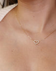 14k Gold Natural Diamond Sliding Open Heart Necklace - Melt'm Jewelry