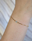 Dainty Gold Chain Blue Topaz Bracelet - Melt'm Jewelry