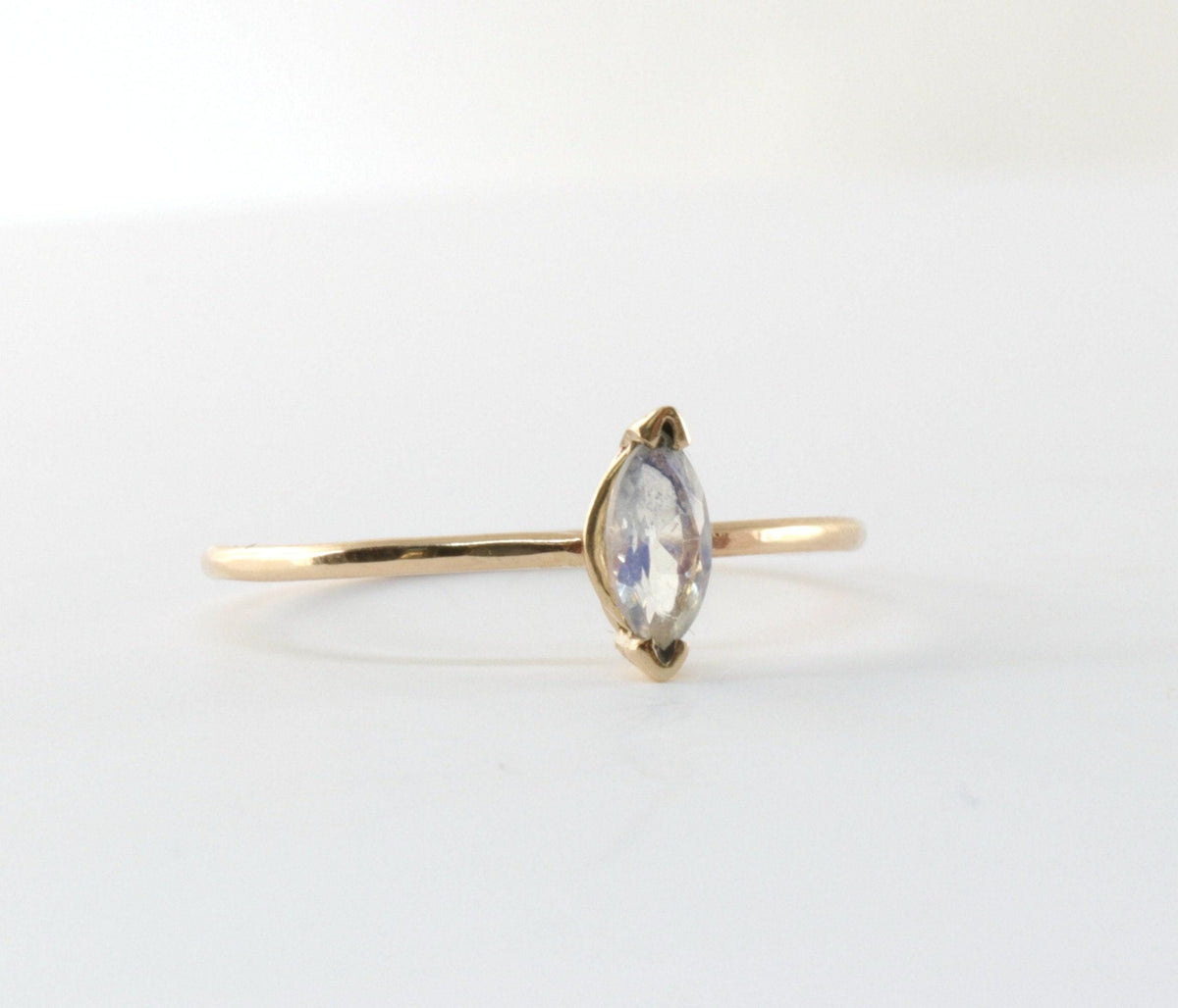 14k Gold Marquise Cut Moonstone Ring, June Birthstone - Melt'm Jewelry