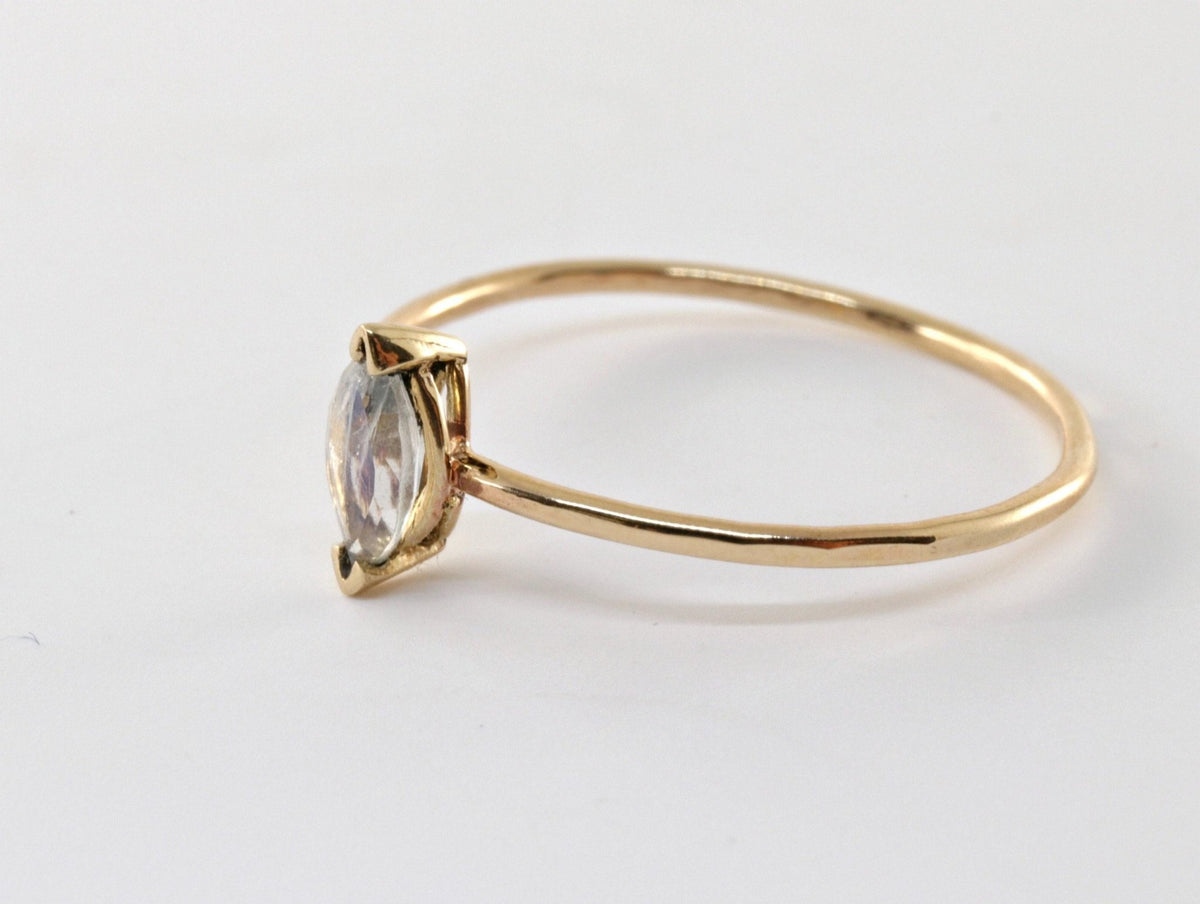 14k Gold Marquise Cut Moonstone Ring, June Birthstone - Melt'm Jewelry