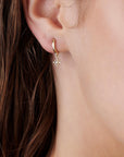 Diamond North Star Huggie Hoops Dangling (SINGLE or PAIR) - Melt'm Jewelry