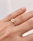 One of a Kind Rainbow Moonstone Ring, 14K Solid Gold, Faceted Cushion Cut Moonstone Ring, Unique Gemstone Ring