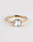 One of a Kind Rainbow Moonstone Ring, 14K Solid Gold, Faceted Cushion Cut Moonstone Ring, Unique Gemstone Ring