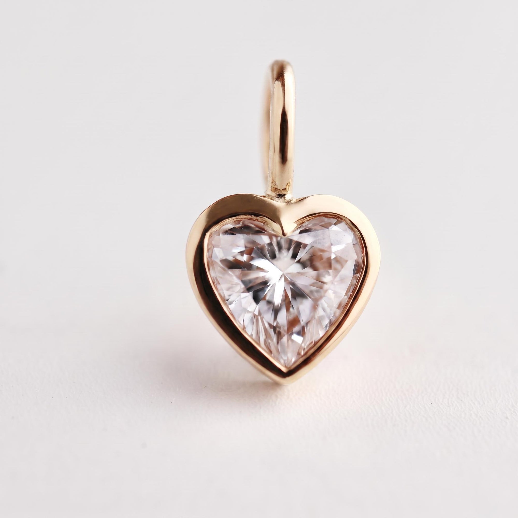 Lab Grown Diamond Heart Pendant, 14K Solid Gold Bezel Set Heart Necklace, 0.69 Carat Diamond, Handmade Fine Jewelry