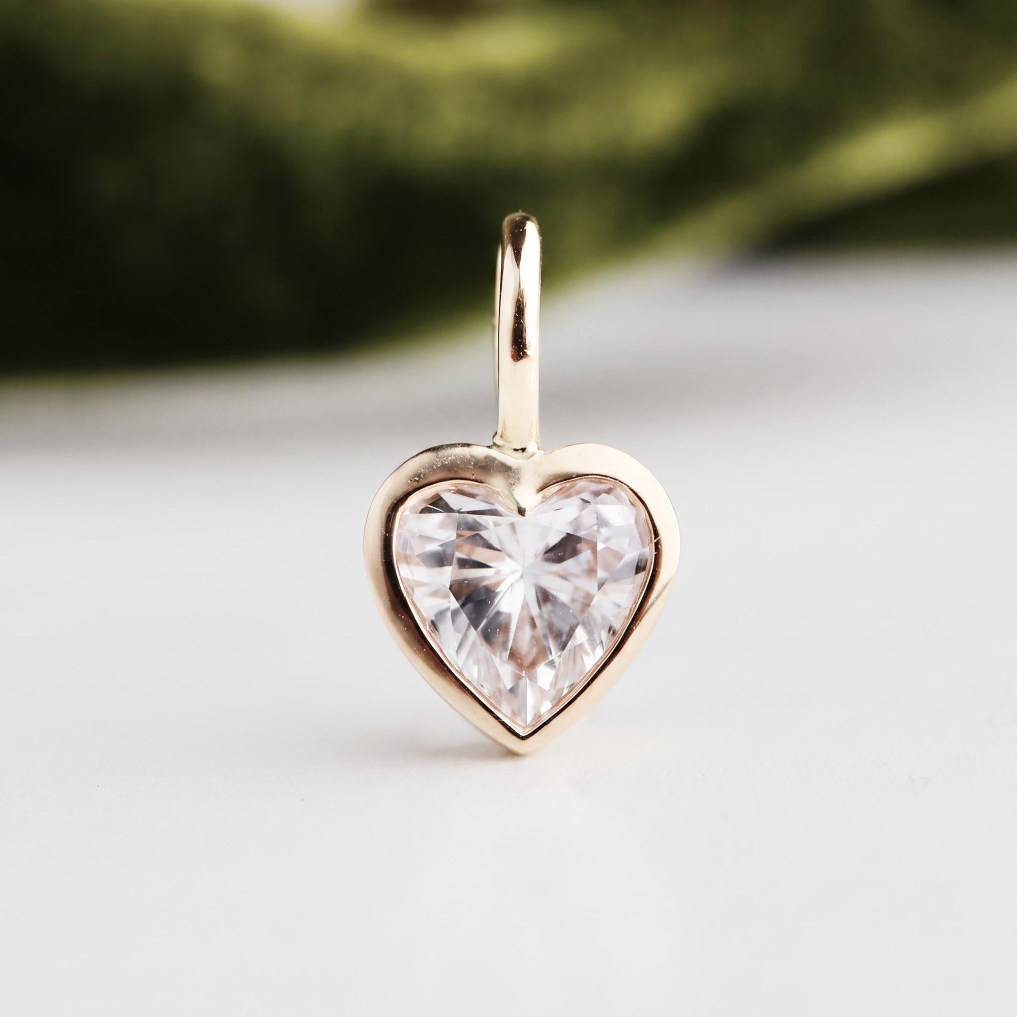 Lab Grown Diamond Heart Pendant, 14K Solid Gold Bezel Set Heart Necklace, 0.69 Carat Diamond, Handmade Fine Jewelry