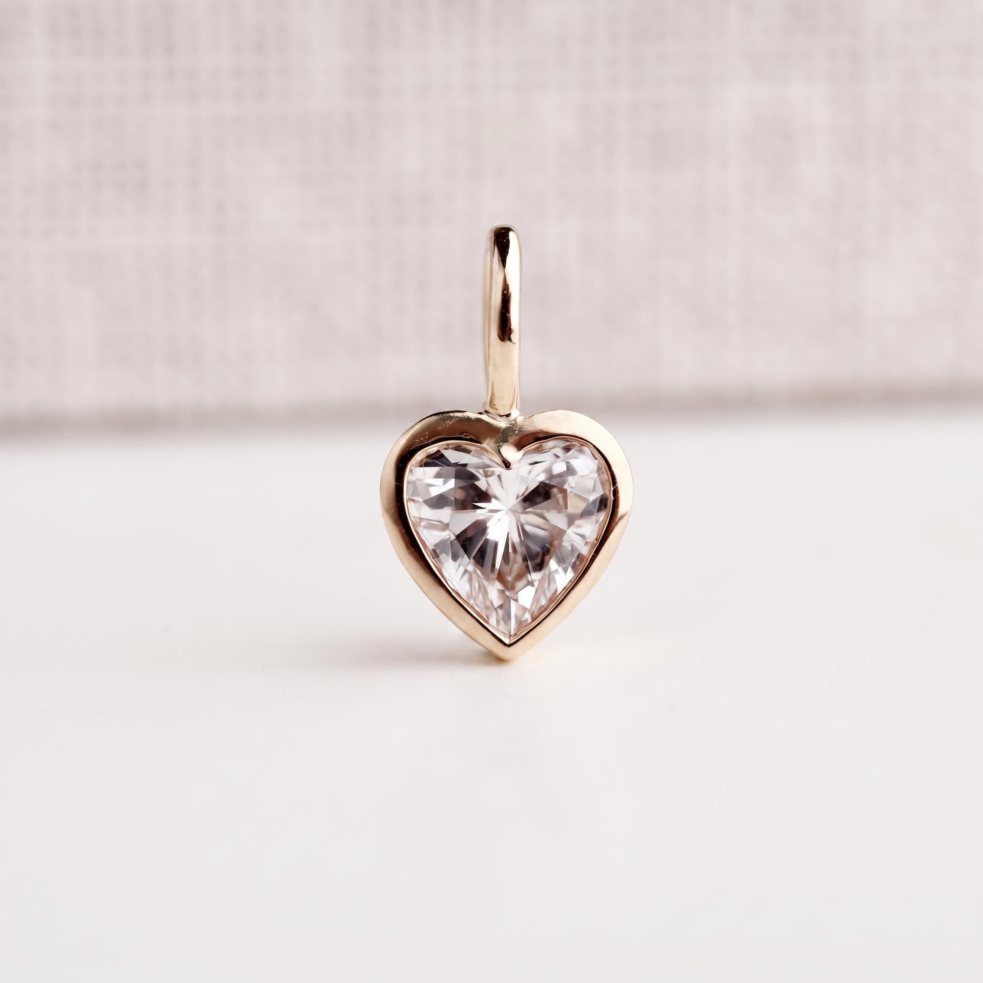 Lab Grown Diamond Heart Pendant, 14K Solid Gold Bezel Set Heart Necklace, 0.69 Carat Diamond, Handmade Fine Jewelry