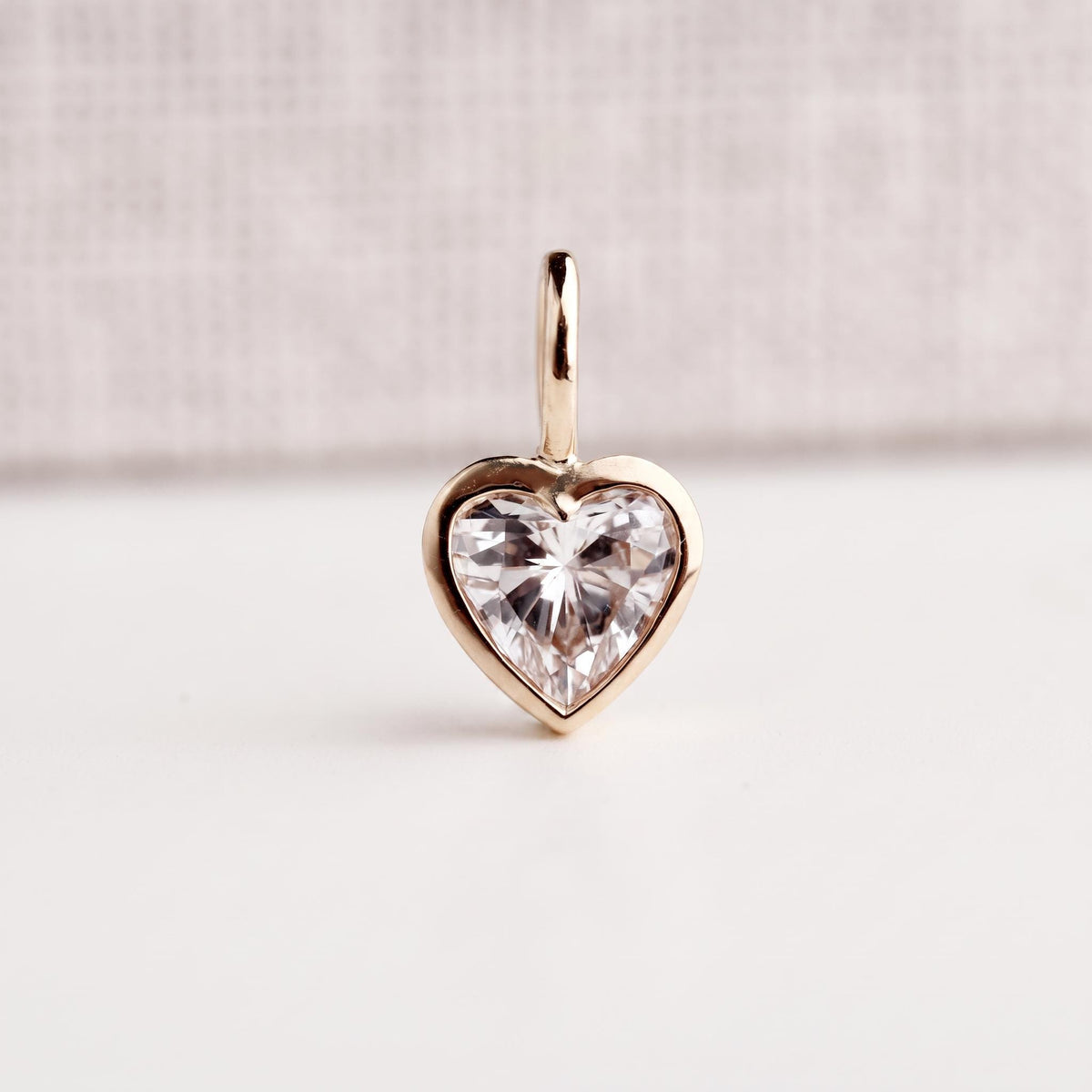 Lab Grown Diamond Heart Pendant, 14K Solid Gold Bezel Set Heart Necklace, 0.69 Carat Diamond, Handmade Fine Jewelry