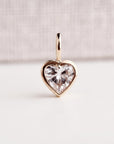 Lab Grown Diamond Heart Pendant, 14K Solid Gold Bezel Set Heart Necklace, 0.69 Carat Diamond, Handmade Fine Jewelry