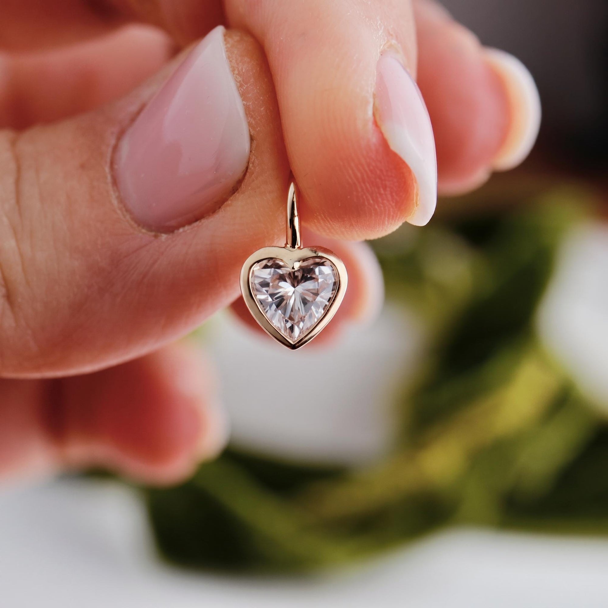Lab Grown Diamond Heart Pendant, 14K Solid Gold Bezel Set Heart Necklace, 0.69 Carat Diamond, Handmade Fine Jewelry