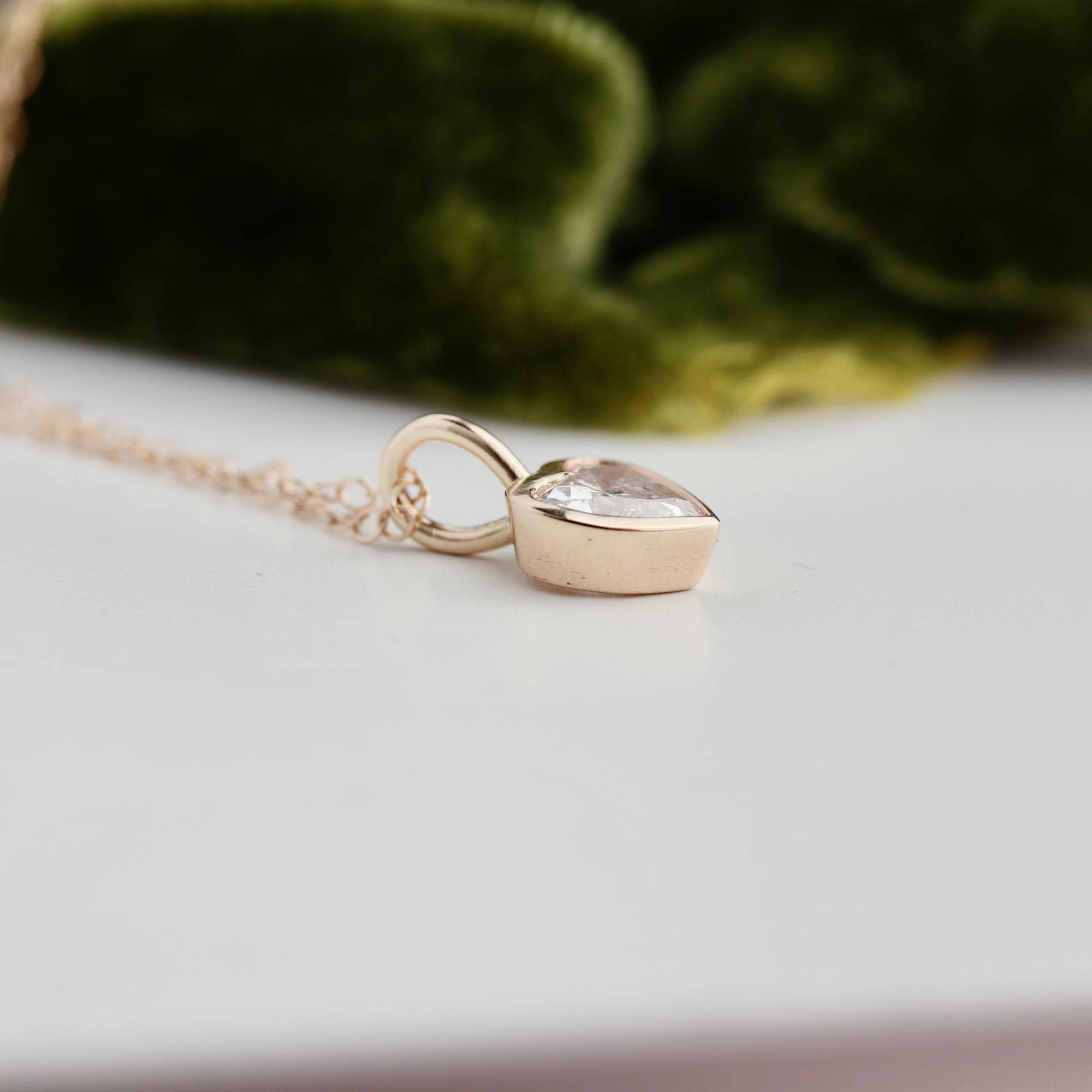 Lab Grown Diamond Heart Pendant, 14K Solid Gold Bezel Set Heart Necklace, 0.69 Carat Diamond, Handmade Fine Jewelry