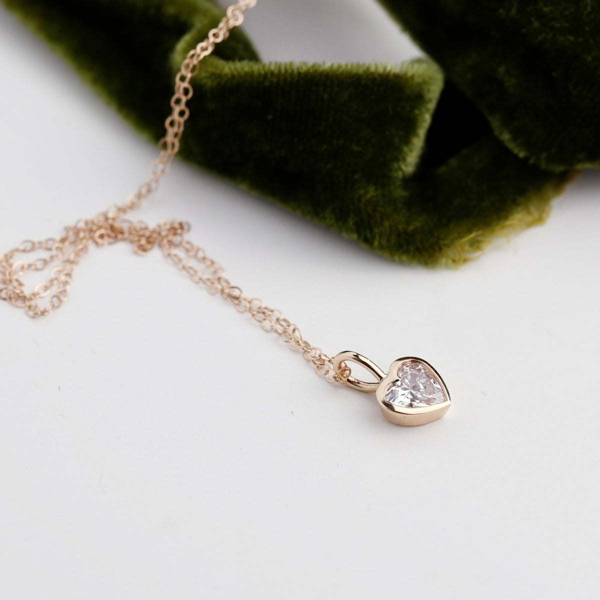 Lab Grown Diamond Heart Pendant, 14K Solid Gold Bezel Set Heart Necklace, 0.69 Carat Diamond, Handmade Fine Jewelry