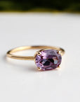 Color Change Sapphire Ring 14K Gold, East West Oval Lab Grown Sapphire Ring, Purple Sapphire Engagement Ring, Alternative Bridal Ring