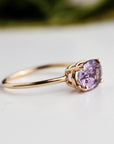 Color Change Sapphire Ring 14K Gold, East West Oval Lab Grown Sapphire Ring, Purple Sapphire Engagement Ring, Alternative Bridal Ring