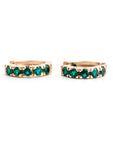 Emerald Huggie Earrings 14K Gold, Lab Grown Emerald Hoop Earrings, 15mm Solid Gold Huggies, Green Gemstone Fine Jewelry