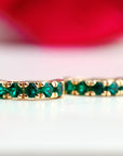 Emerald Huggie Earrings 14K Gold, Lab Grown Emerald Hoop Earrings, 15mm Solid Gold Huggies, Green Gemstone Fine Jewelry