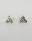 Diamond Trio Stud Earrings, Diamond Cluster Earrings (SINGLE OR PAIR) - Melt'm Jewelry