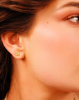 14k Gold Sunrise Disc Aquamarine Stud Earrings - Melt'm Jewelry
