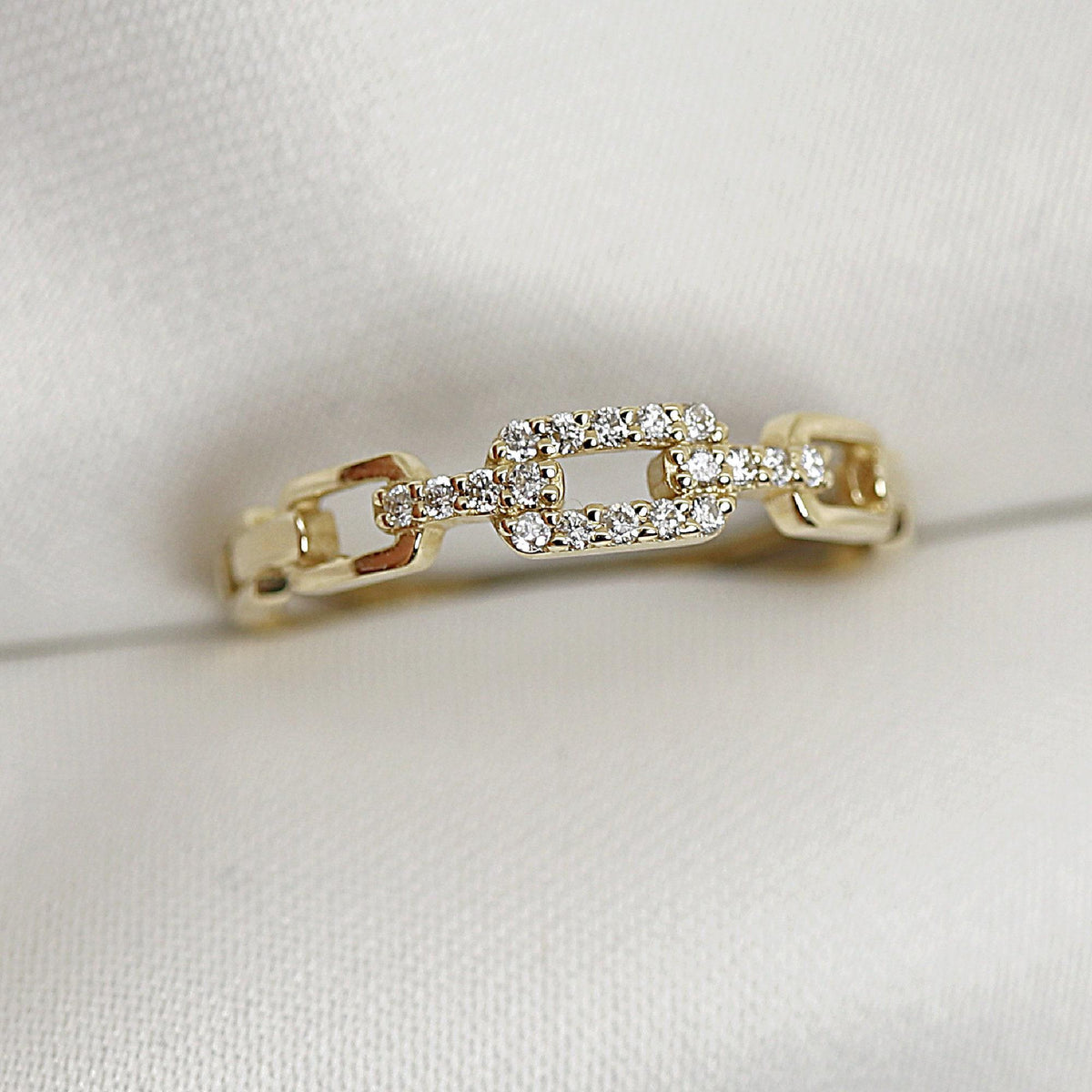 14k Gold Link Chain Ring - Melt'm Jewelry