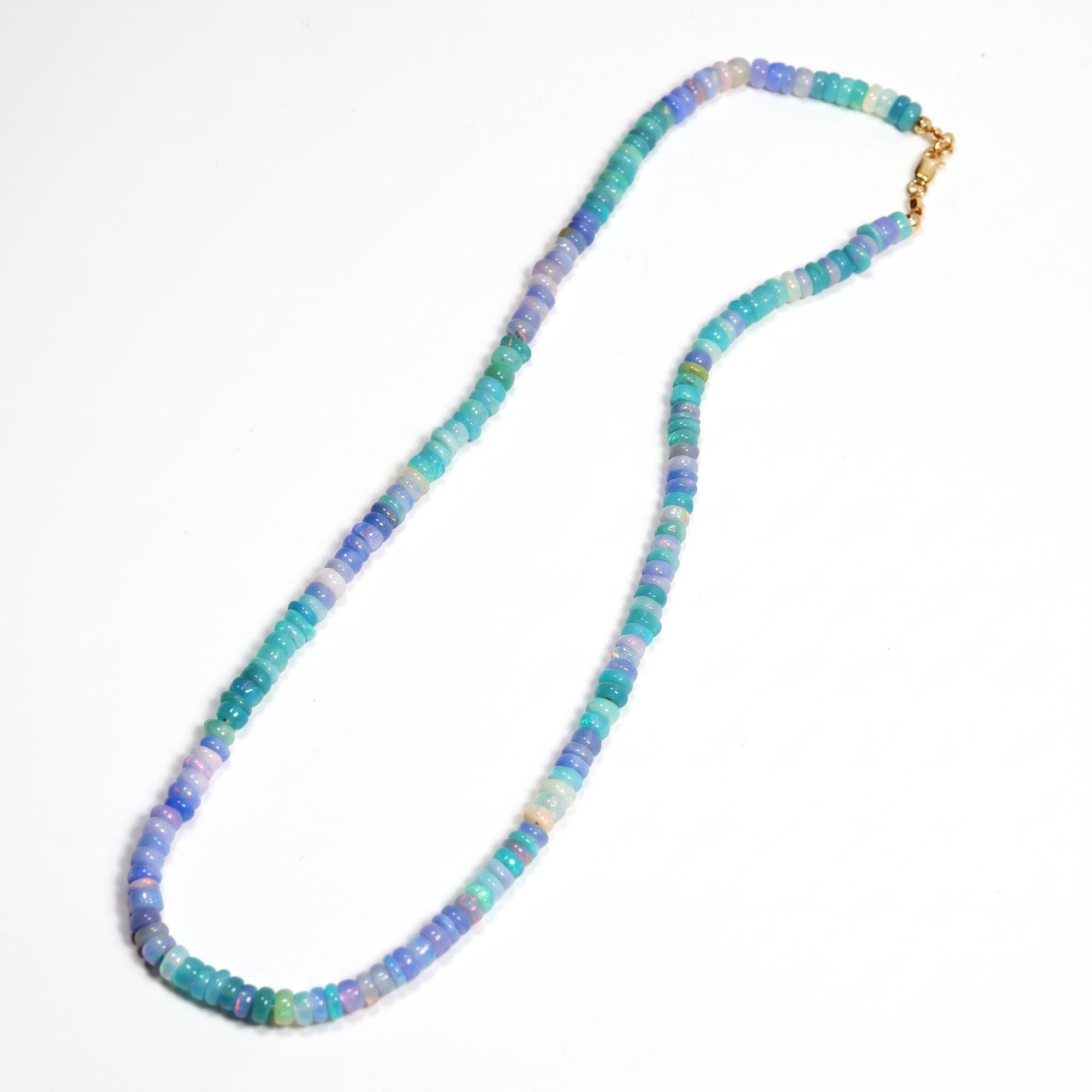 Ethiopian Opal Necklace, Natural Opal Beaded Necklace, Teal Purple Opal Rondelle Necklace, Silk Knotted, 14K Gold Filled