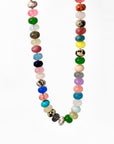Multi Gemstone Necklace, Colorful Gemstone Beaded Necklace, 8mm Rondelle Beads, 14K Gold Filled, Hand Knotted Silk
