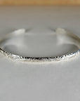 Sterling Silver Open Cuff Bracelet Leaf & Flowers, Handwriting Inside - Melt'm Jewelry