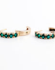Emerald Huggie Earrings 14K Gold, Lab Grown Emerald Hoops - 15mm - Melt'm Jewelry