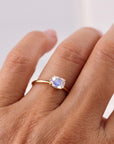 One of a Kind Rainbow Moonstone Ring, 14K Solid Gold, Faceted Cushion Cut Moonstone Ring, Unique Gemstone Ring - Melt'm Jewelry