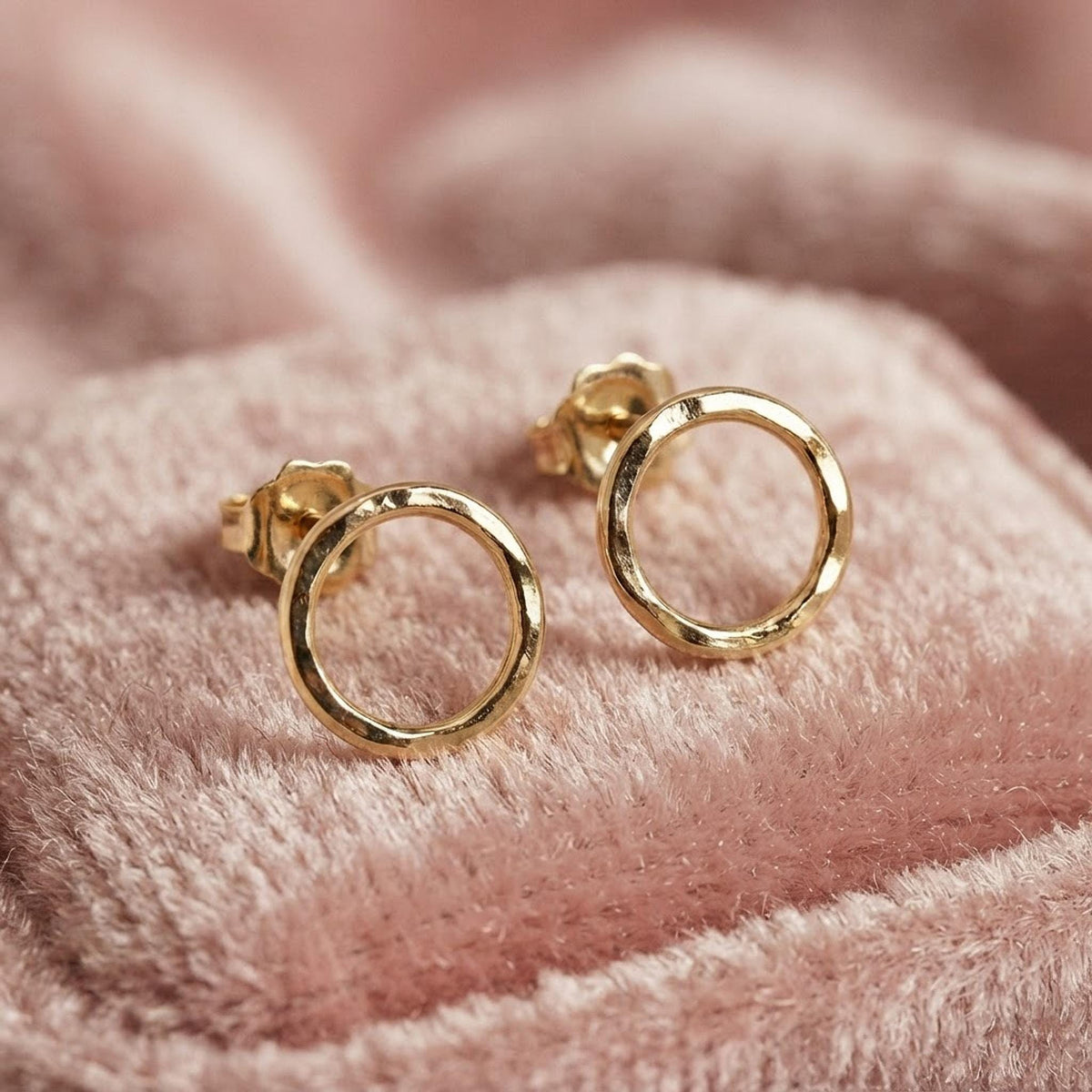 10mm Hammered Circle Stud Earrings, Gold Filled or Sterling Silver Studs - Melt'm Jewelry