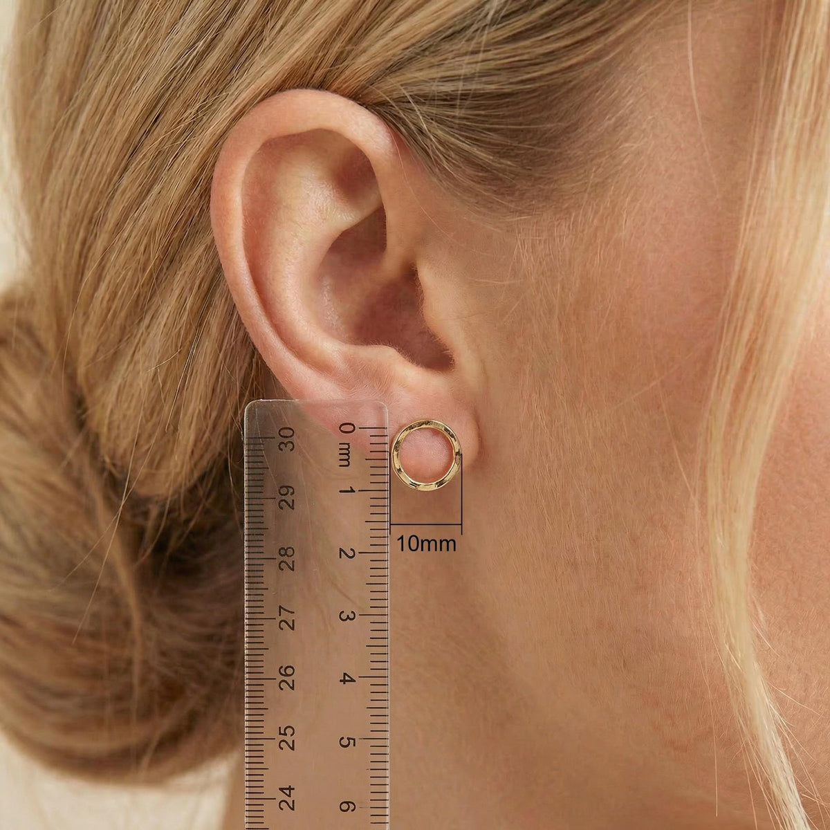 10mm Hammered Circle Stud Earrings, Gold Filled or Sterling Silver Studs - Melt'm Jewelry