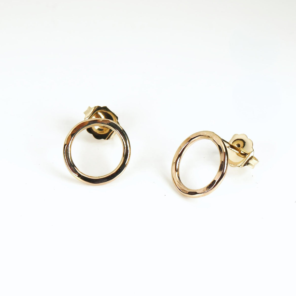 10mm Hammered Circle Stud Earrings, Gold Filled or Sterling Silver Studs - Melt'm Jewelry
